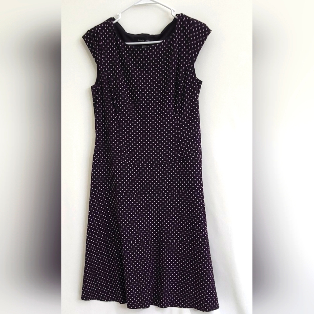 Black Label by Evan-Picone Purple Polkadot  Sleeveless Dress Size 8